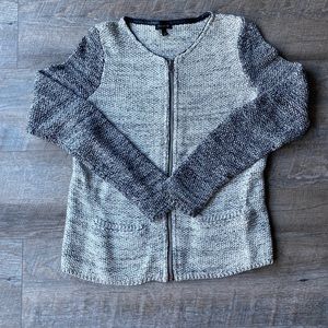 Talbots Ivory & Grey Sweater Jacket